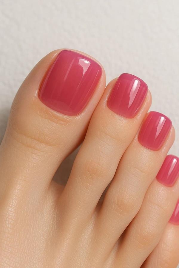 Nail chân màu hồng thạch đơn giản