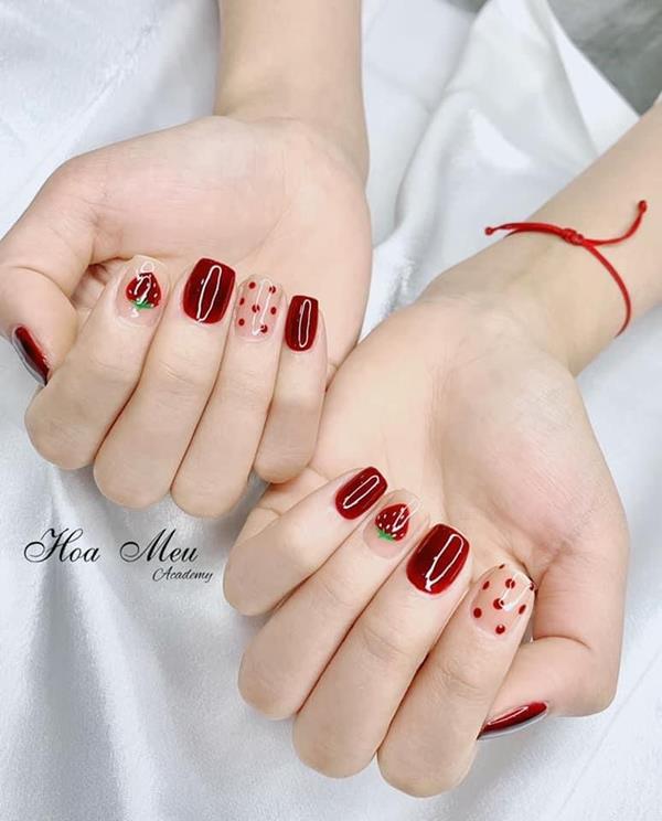 Mẫu nail màu đỏ đẹp 2023 kiểu 1