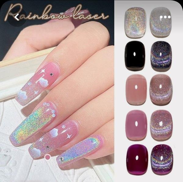 Nail mắt mèo cầu vồng rực rỡ