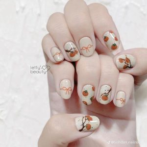 mẫu móng ngắn vẽ hoa quả xinh