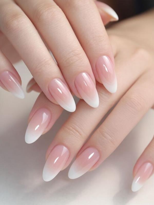 Nail ombre hồng trắng đẹp