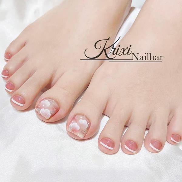 Mẫu sơn gel chân màu hồng 